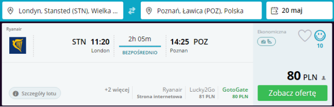 Rezerwacja przelotów z Londynu do Poznania