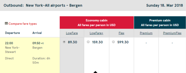 Rezerwacja przelotów z Nowego Jorku do Bergen