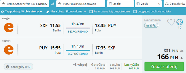 rezerwacja lotów do Chorwacji