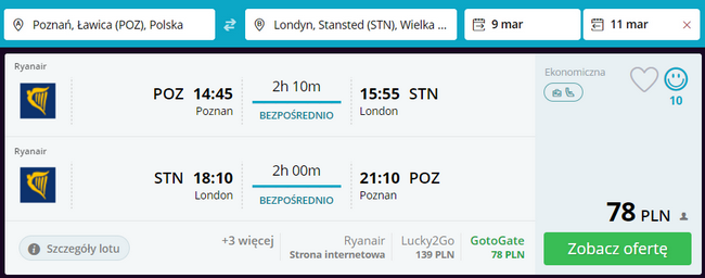 londyn rezerwacja lotów