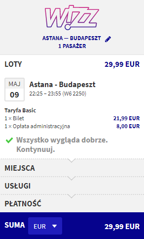 Rezerwacja przelotów z Astany do Budapesztu