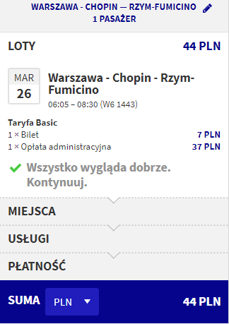 rezerwacja lotów z warszawy do rzymu