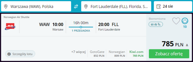 Rezerwacja przelotów z Warszawy do Fort Lauderdale