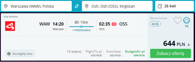 Rezerwacja przelotów z Warszawy do Osz