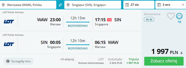 rezerwacja lotów z warszawy do singapuru