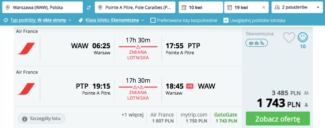 zarezerwuj lot na gwadelupe