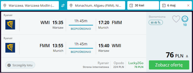 Rezerwacja przelotów z Warszawy do Memmingen