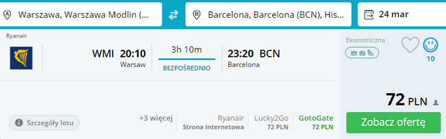 rezerwacja lotów z warszawy do barcelony