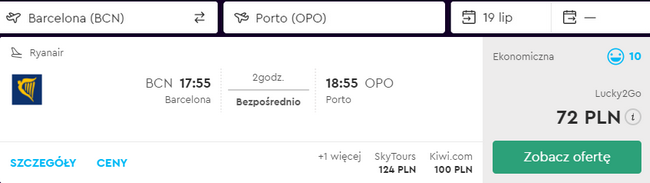 rezerwacja lotów z barcelony do porto