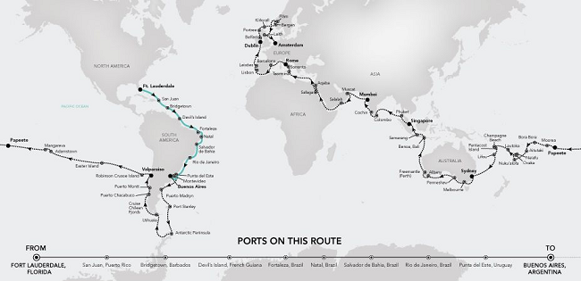 rejs dookoła swiata trasa