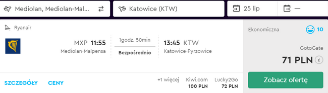 rezerwacja lotów z mediolanu do katowic