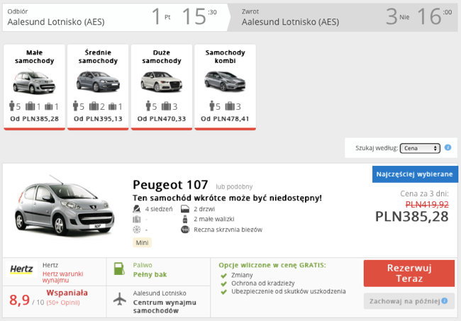 zarezerwuj auto w alesund