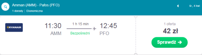 Rezerwacja przelotów z Jordanii na Cypr
