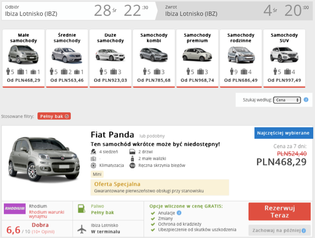 zarezerwuj auto na ibizie