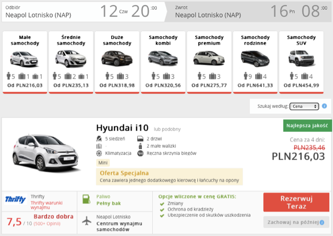 zarezerwuj auto w neapolu