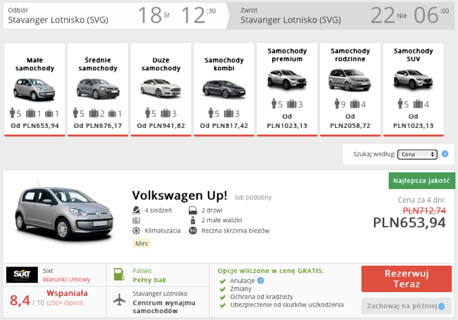 zarezerwuj auto w stavanger