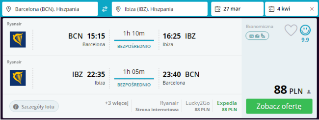 Rezerwacja przelotów z Barcelony na Ibizę