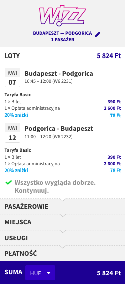 zarezerwuj lot do podgoricy