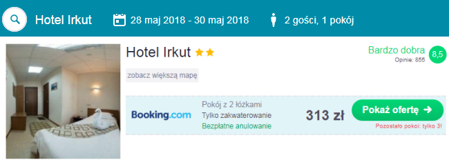 Rezerwacja obiektu w Irkucku