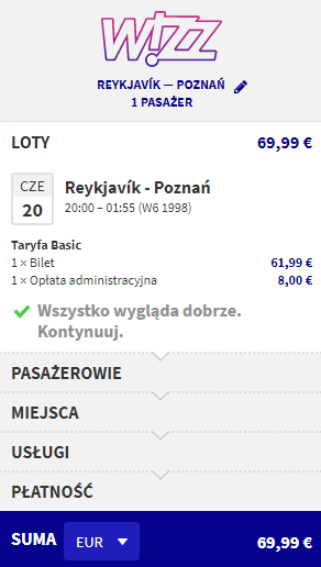 Rezerwacja przelotów z Reykjaviku do Poznania