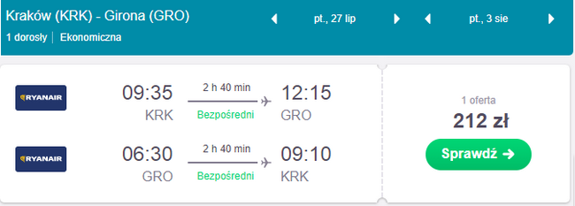 rezerwacja lotów z krakowa do girony