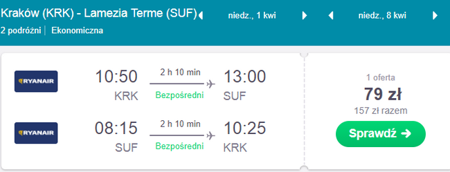 rezerwacja lotów z krakowa do lamezii
