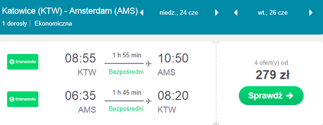 rezerwacja lotów z katowic do amsterdamu