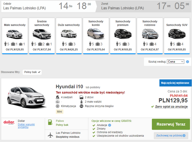 wynajem auta gran canaria