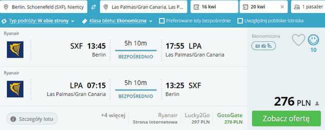 rezerwacja lotów na Gran Canarię