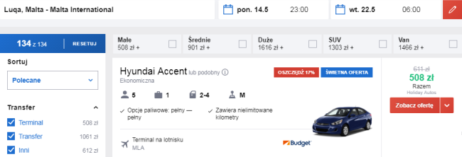 Rezerwacja auta na Malcie