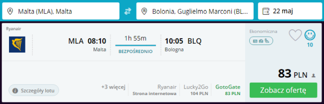 Rezerwacja przelotów z Malty do Bolonii