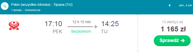 rezerwacja przelotów z Pekinu do Tijuany