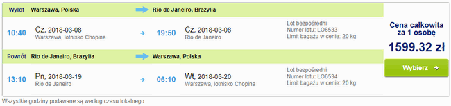 rezerwacja biletów do Brazylii