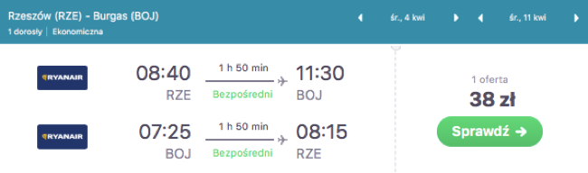 zarezerwuj lot do burgas
