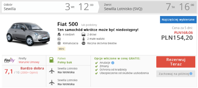 zarezerwuj auto w sewilli