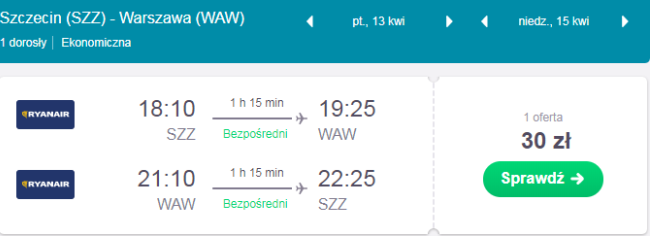 rezerwacja lotów ze szczecina do warszawy