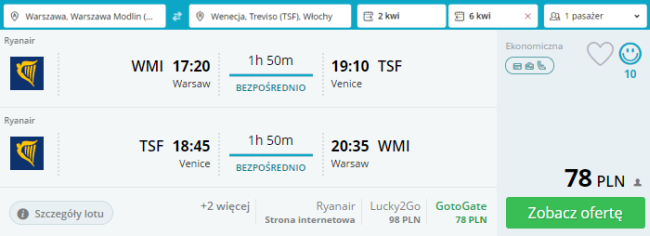 wenecja loty