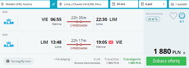 rezerwacja lotów z wiednia do limy