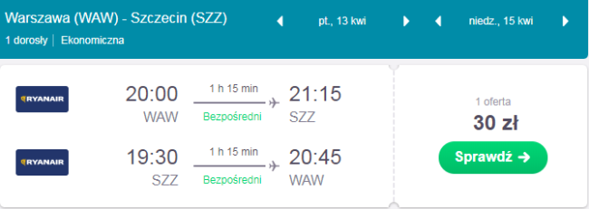 rezerwacja lotów z warszawy do szczecina