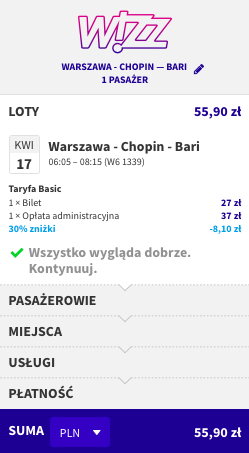 zarezerwuj lot do bari