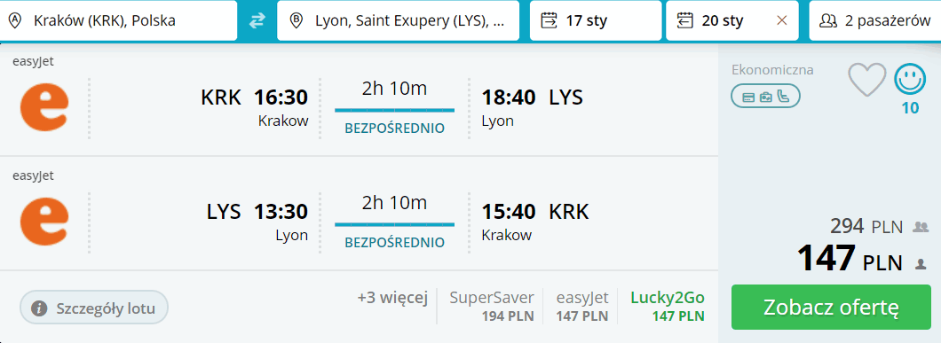 rezerwacja lotów z krakowa do lyonu