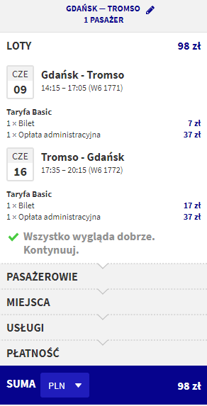 rezerwacja lotów z gdańska do tromso