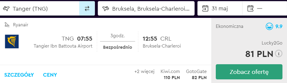 rezerwacja lotów z tangieru do brukseli