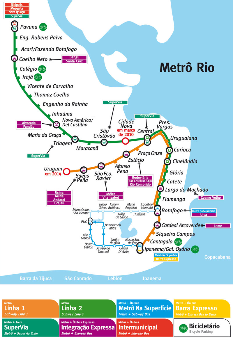 mapa metra Rio de Janeiro