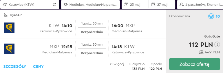 rezerwacja lotów do Mediolanu