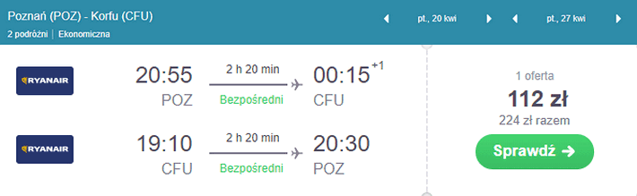 rezerwacja lotów na Korfu