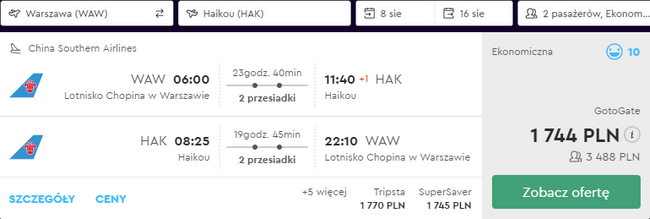 rezerwacja lotów do Chin