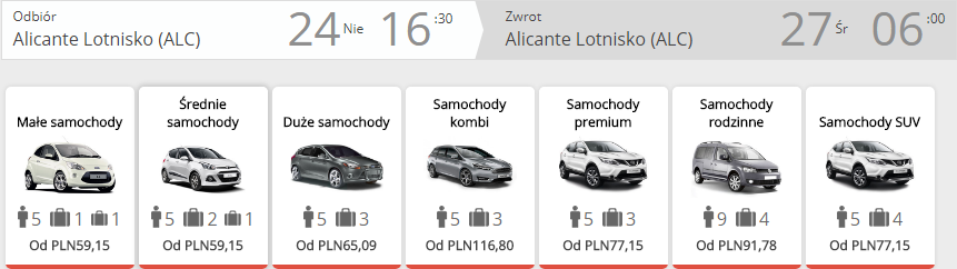 Rezerwacja auta w Alicante