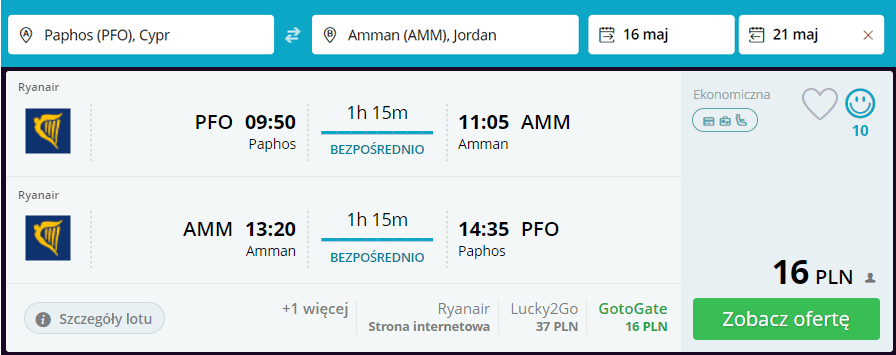 jordania tanie loty