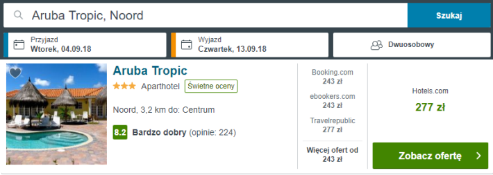 Rezerwacja obiektu na Arubie